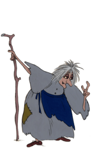 Elvira Fattigan: Fattig och gammal gumma, men också väldigt klok. Hon bor på fjället.