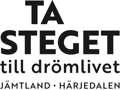 Ta steget till drömlivet. Jämtland Härjedalen. Textlogga.