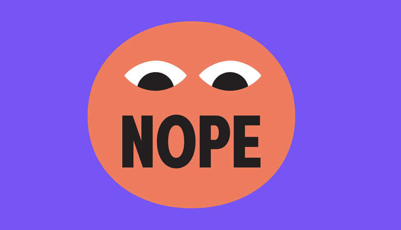 Illustration där det står Nope. 